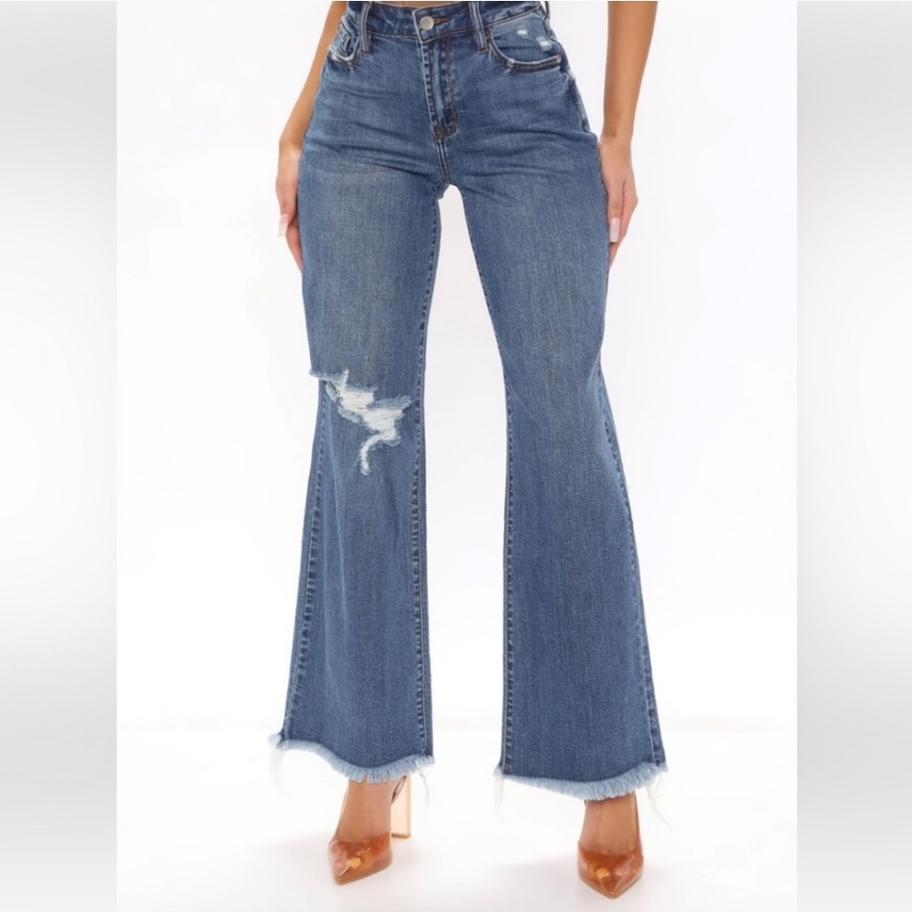 Fashion nova slight flare wide leg jean